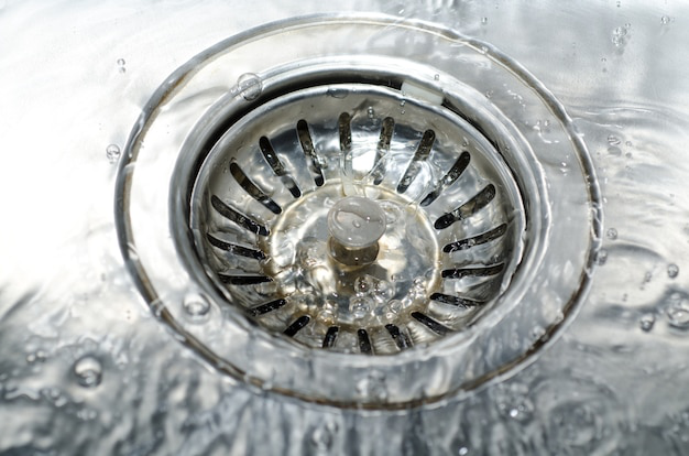 Close-upshot of water going down a drain