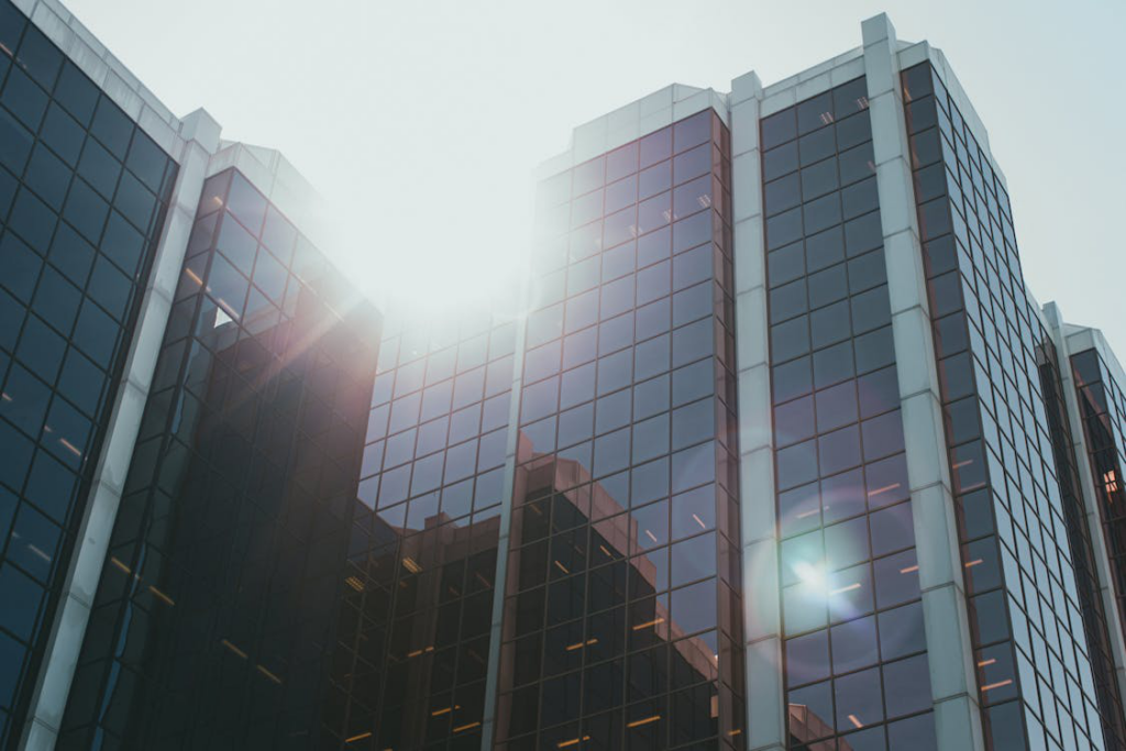 A commercial glass building