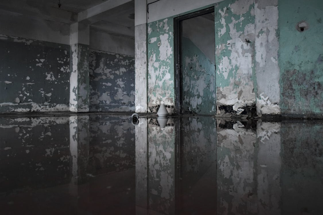 A flooded abandoned room