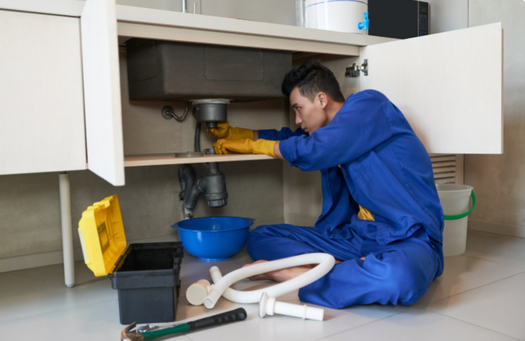 Plumbing contractor diagnosing inconsistent sink water pressure where fluctuating internal pipe pressure is causing uneven and unpredictable water spray