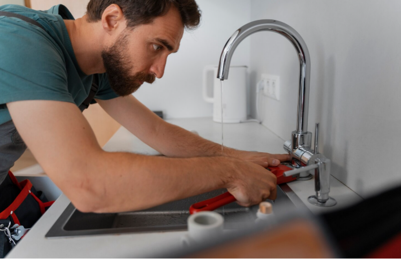 Plumbing contractor evaluating weak water flow conditions where reduced pressure indicates possible internal restriction or pipe inefficiency
