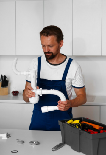 Plumbing contractor analyzing mineral scale buildup inside pipes that is gradually narrowing flow pathways and reducing overall water pressure