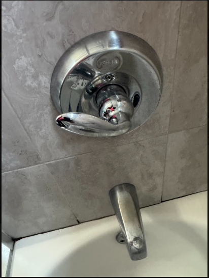 A shower mixing valve opened up, a common source of pressure loss at one fixture only.