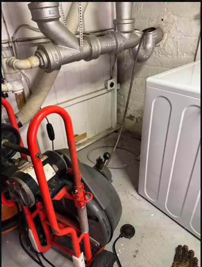 The main supply assembly where water enters the building, and where the whole house is stopped.