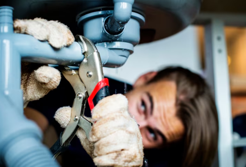 Plumber repairing a pipe joint to restore a secure, reliable connection