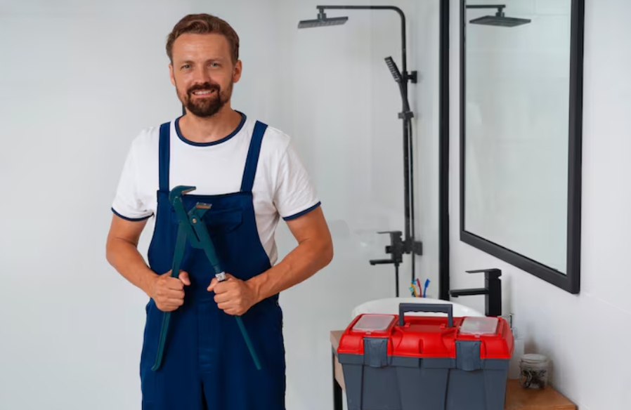 A well-equipped plumber arrives prepared to handle residential plumbing repairs.