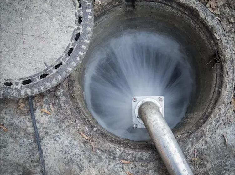 High-pressure water helps remove stubborn buildup from inside sewer lines.